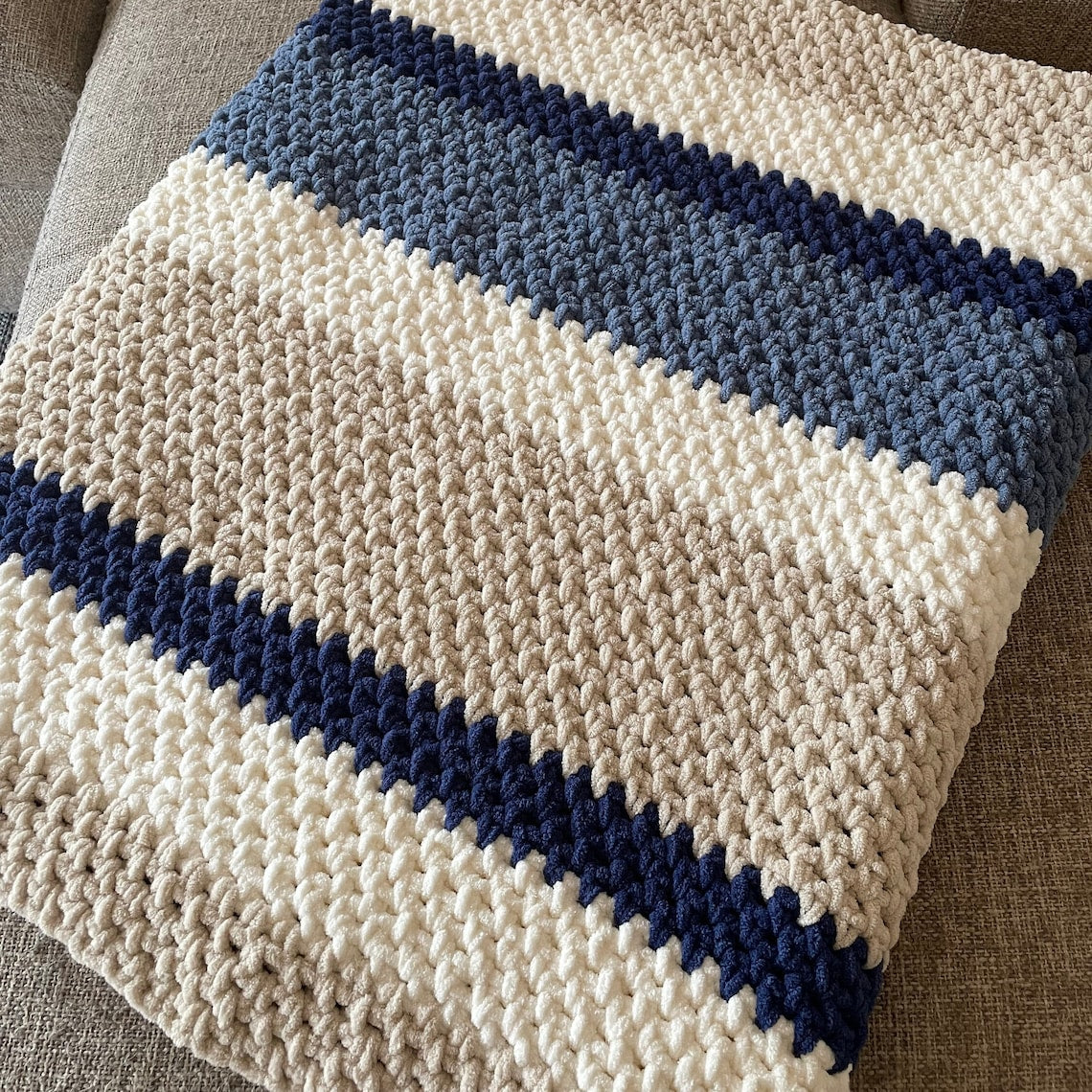 Cozy Meadows Style Striped Crochet Blanket Pattern