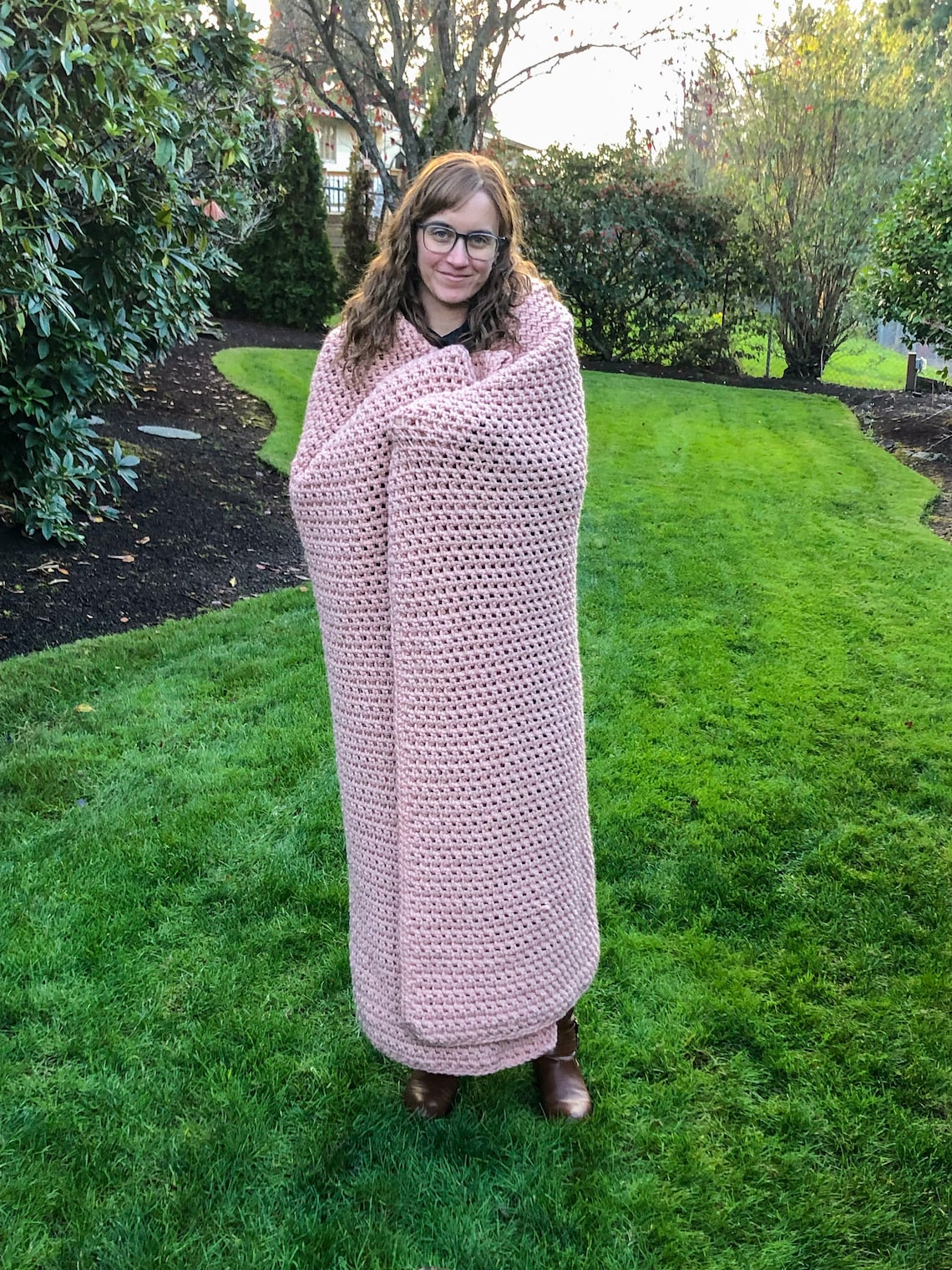 Modern Chunky Throw Blanket Crochet Pattern