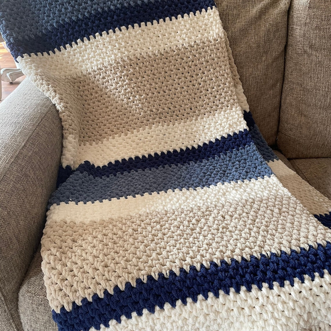 Cozy Meadows Style Striped Crochet Blanket Pattern